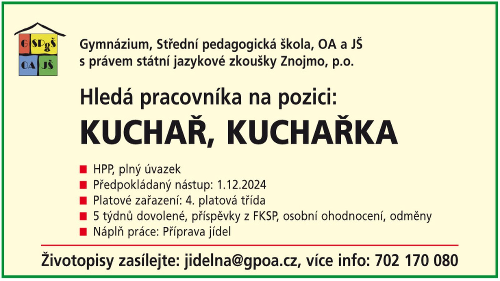 Volná pracovní pozice