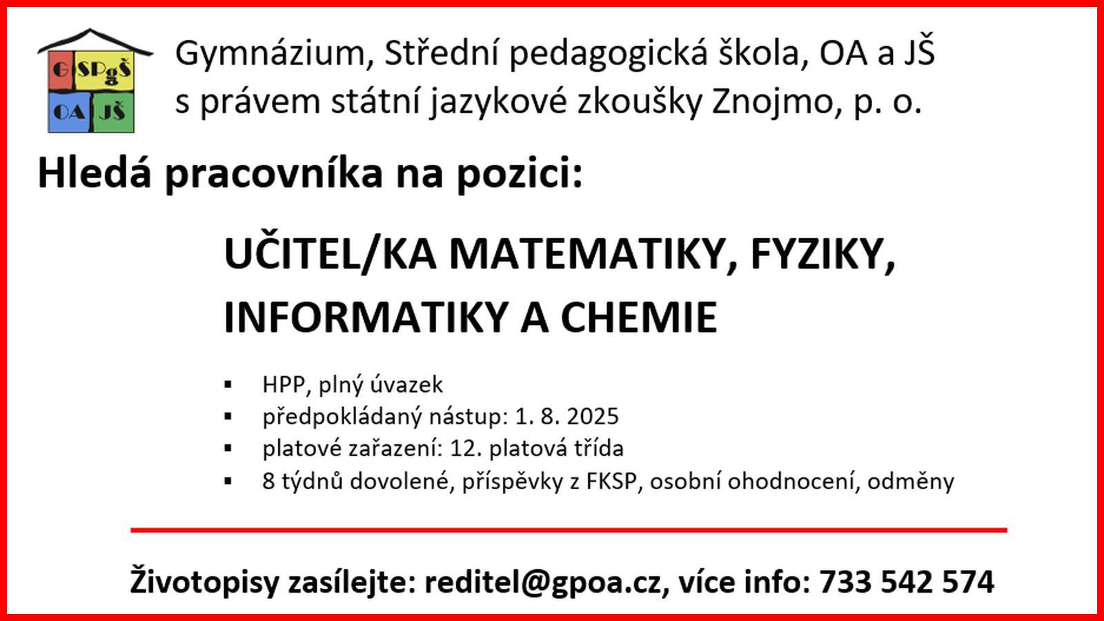 Hledáme učitele